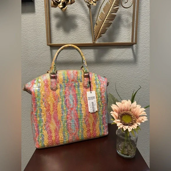 ❌SOLD❌NWT BRAHMIN - Large Duxbury Saltwater Taffy Chromatic Leather Satche - Picture 2 of 4